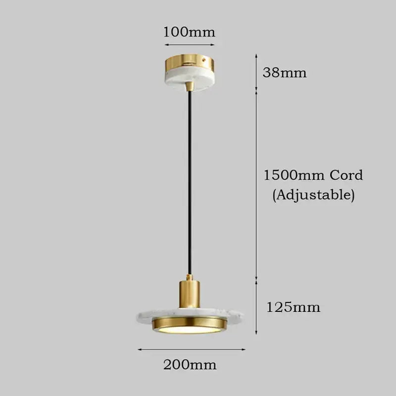 Modern gold led marble pendant lights black & white dining room