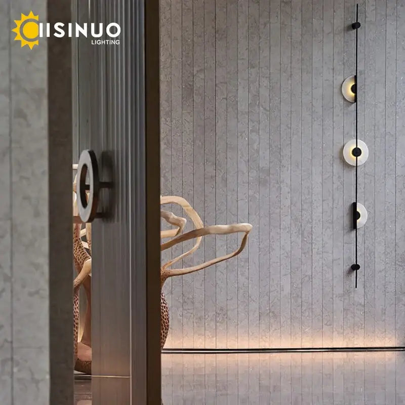 Minimalist black metal led marble wall lights living room sconces