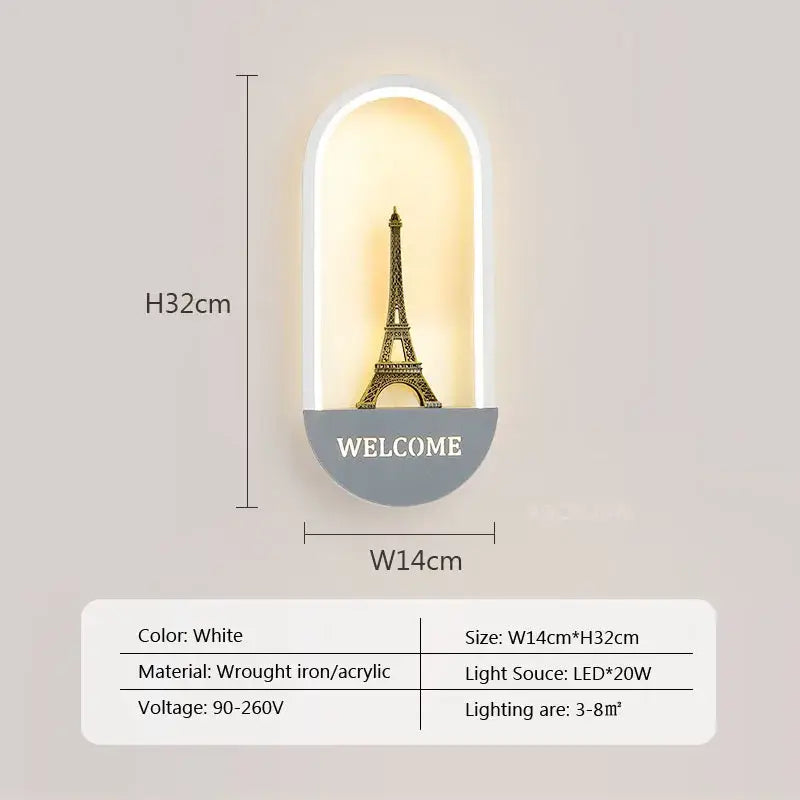 Modern black & white led metal acrylic wall light bedroom sconce
