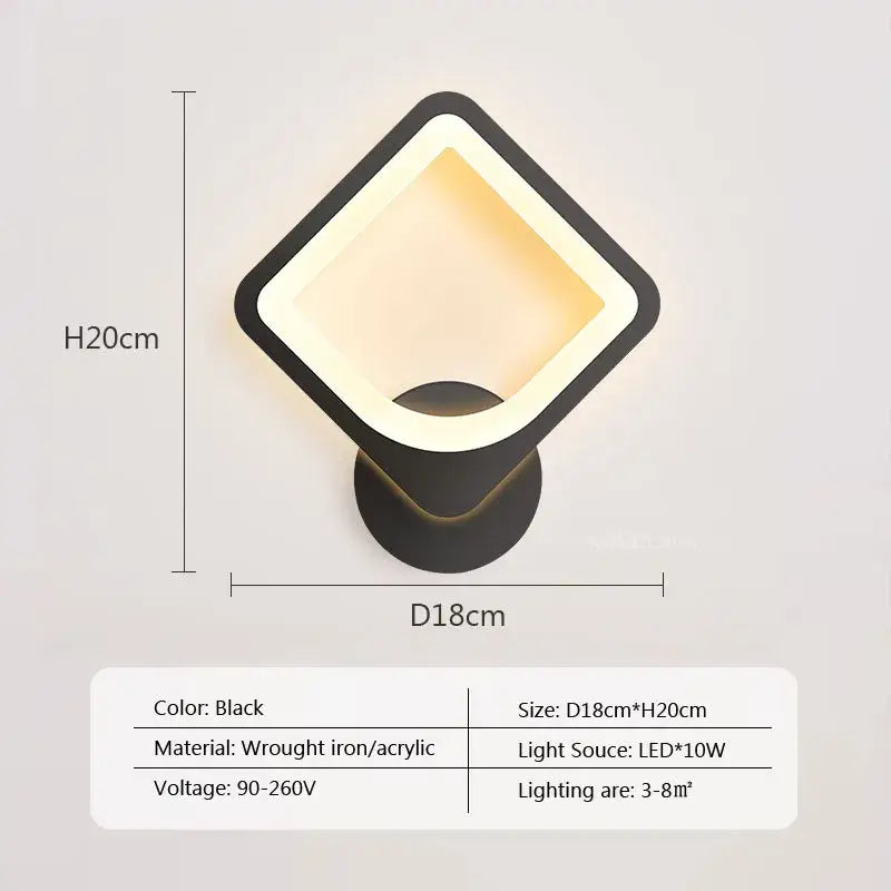Modern black & white led metal acrylic wall light bedroom sconce