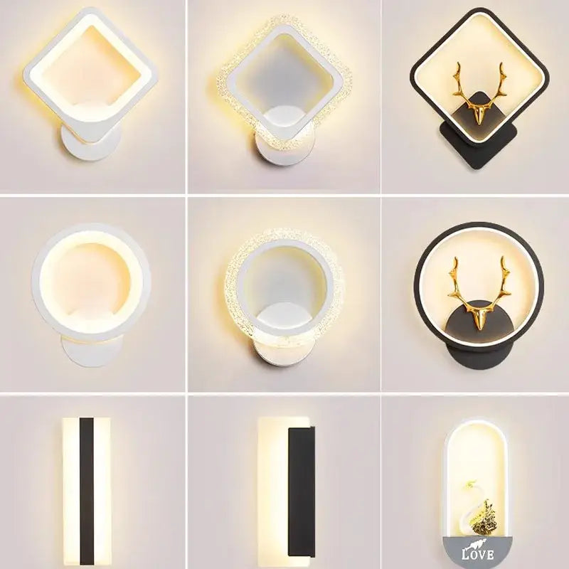 Modern black & white led metal acrylic wall light bedroom sconce