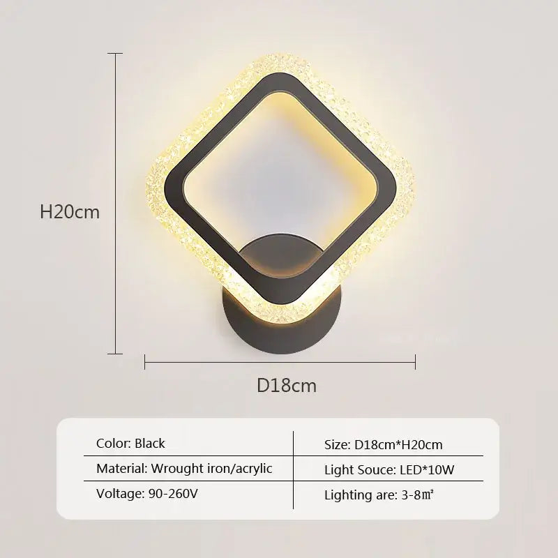 Modern black & white led metal acrylic wall light bedroom sconce