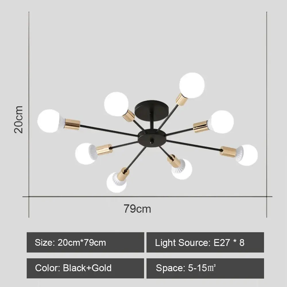 Modern starburst led metal chandeliers living room ceiling light