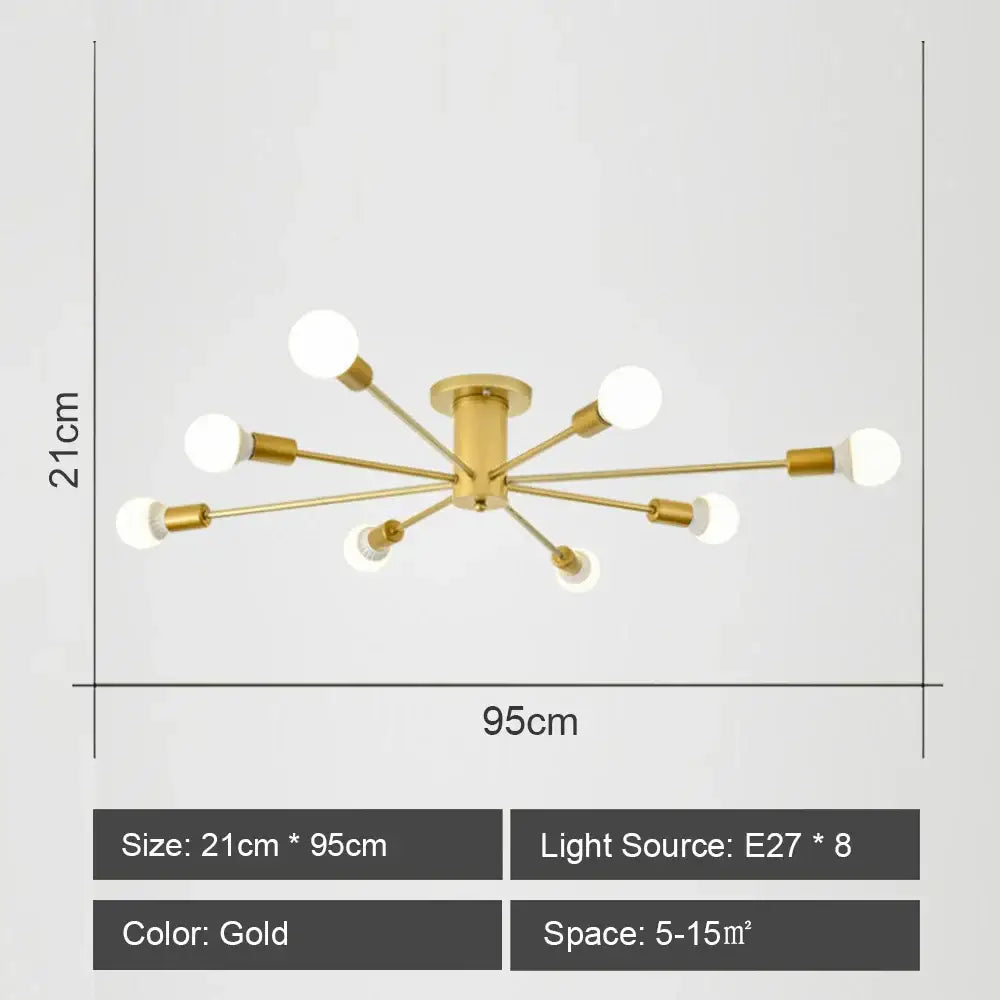 Modern starburst led metal chandeliers living room ceiling light