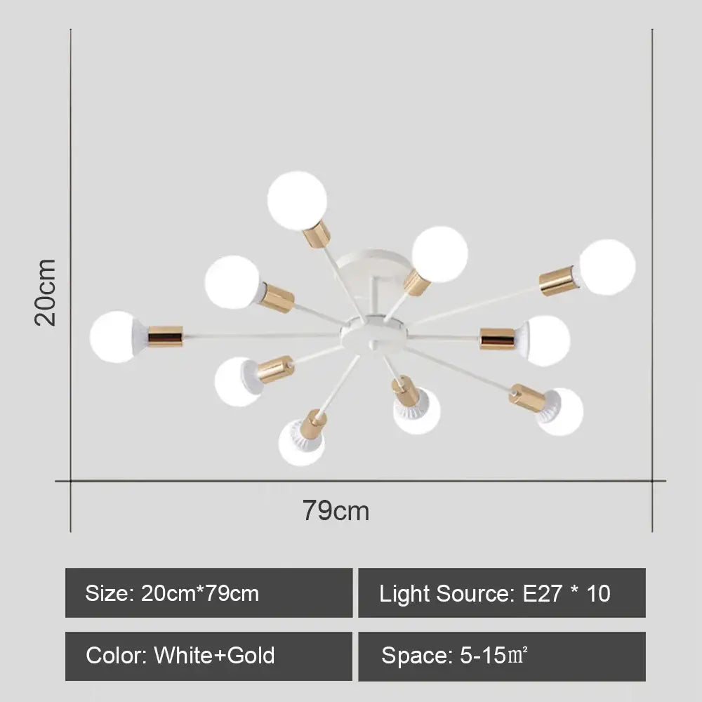 Modern starburst led metal chandeliers living room ceiling light