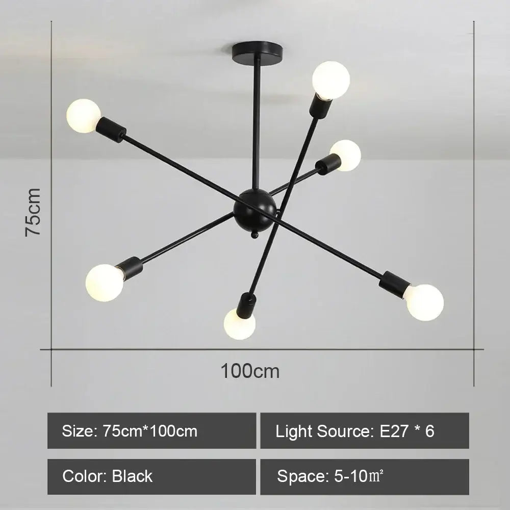 Modern starburst led metal chandeliers living room ceiling light