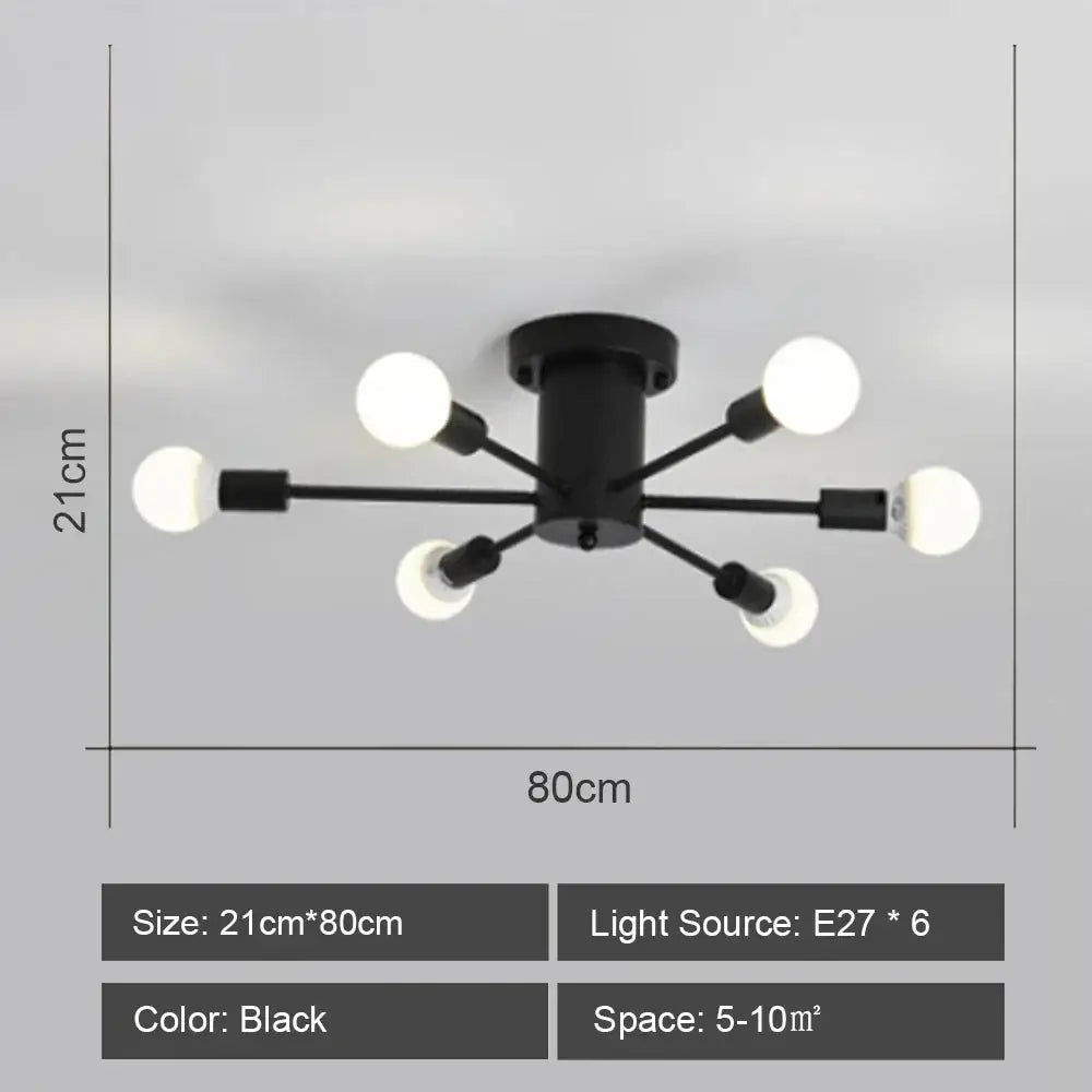 Modern starburst led metal chandeliers living room ceiling light
