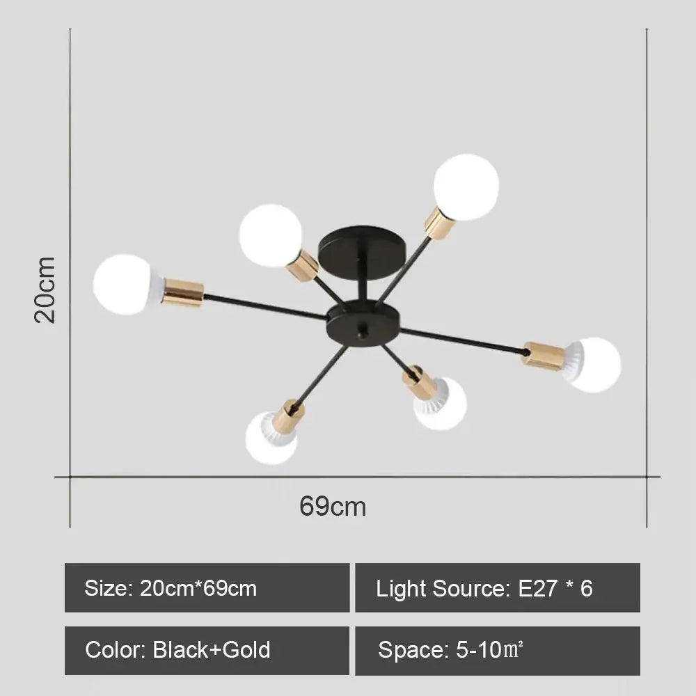 Modern starburst led metal chandeliers living room ceiling light
