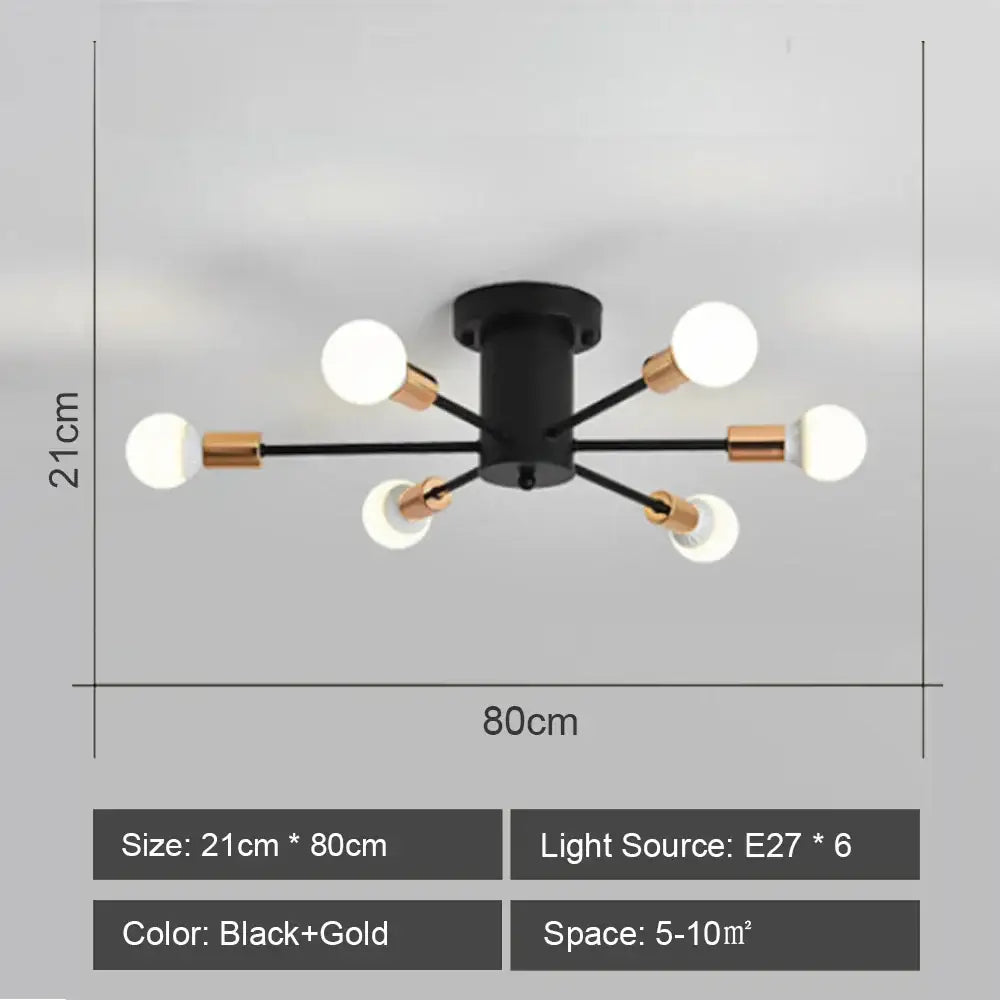 Modern starburst led metal chandeliers living room ceiling light
