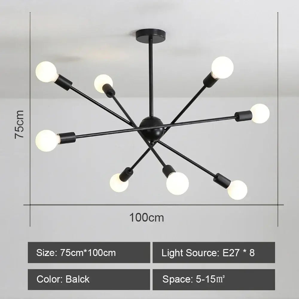Modern starburst led metal chandeliers living room ceiling light