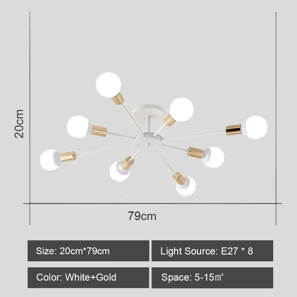 Modern starburst led metal chandeliers living room ceiling light