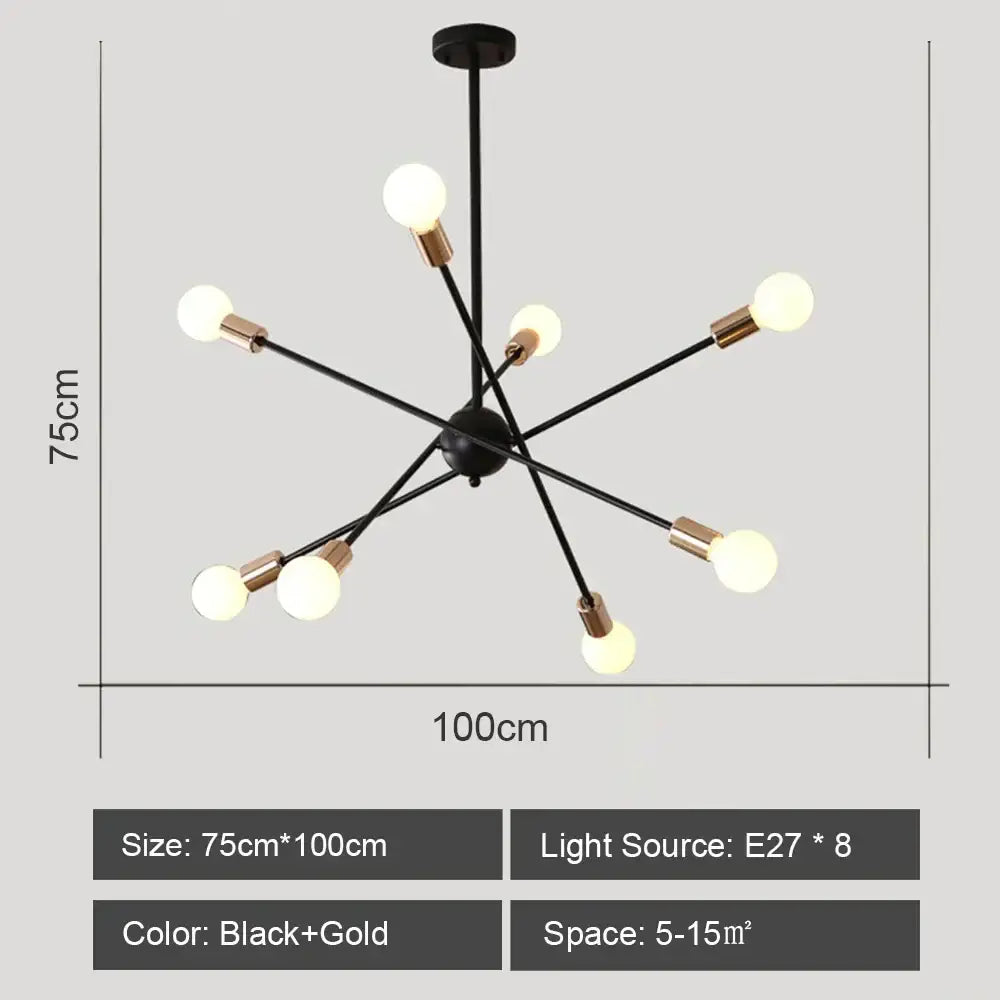 Modern starburst led metal chandeliers living room ceiling light