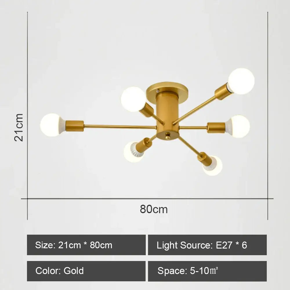Modern starburst led metal chandeliers living room ceiling light