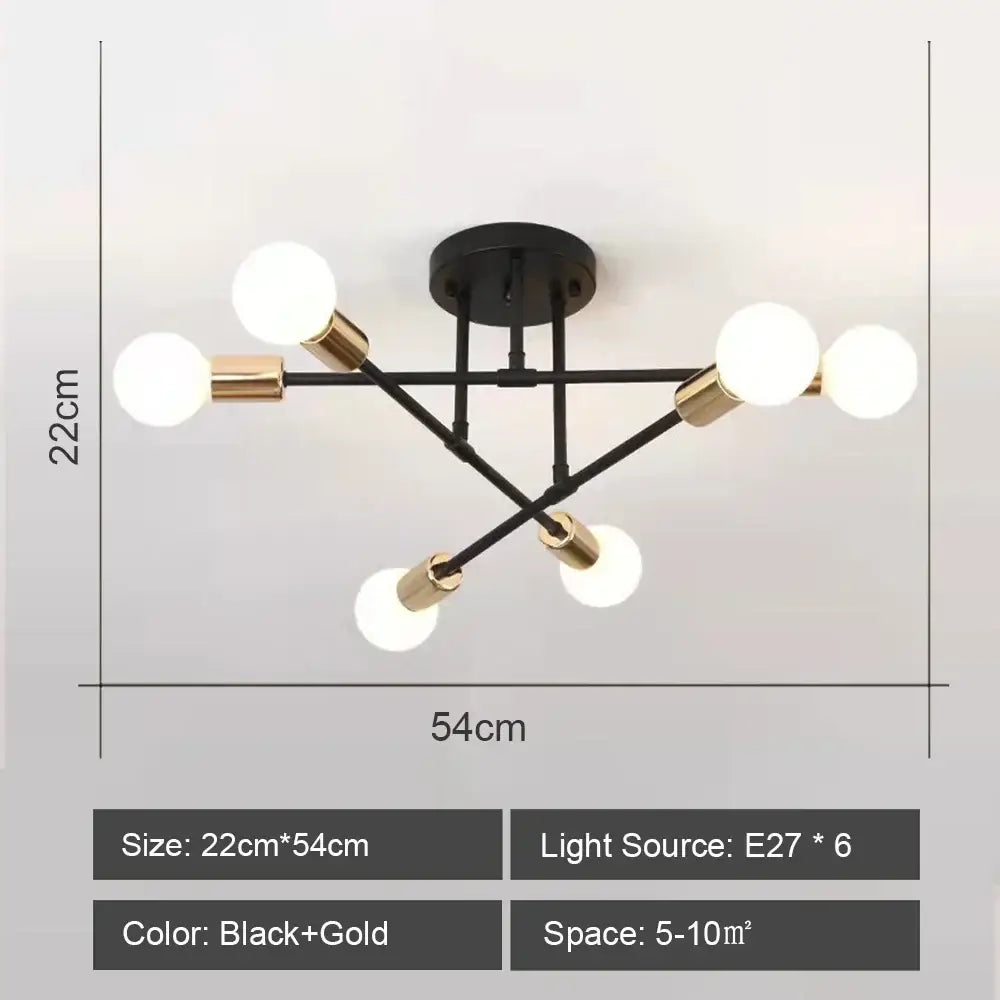 Modern starburst led metal chandeliers living room ceiling light