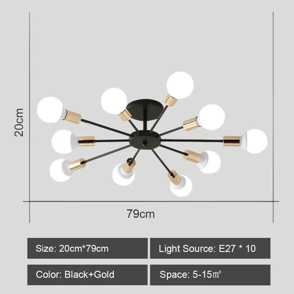 Modern starburst led metal chandeliers living room ceiling light
