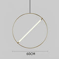 Minimalist gold circular metal pendant light for dining room