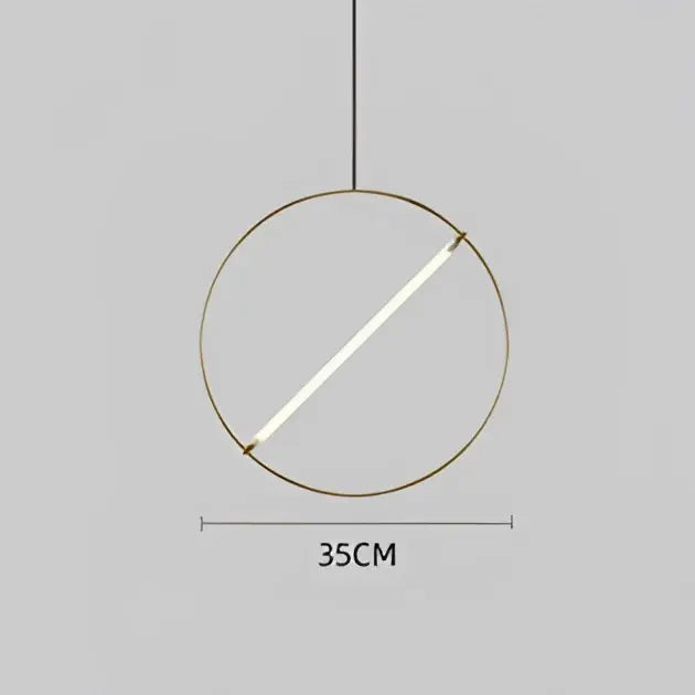 Minimalist gold circular metal pendant light for dining room