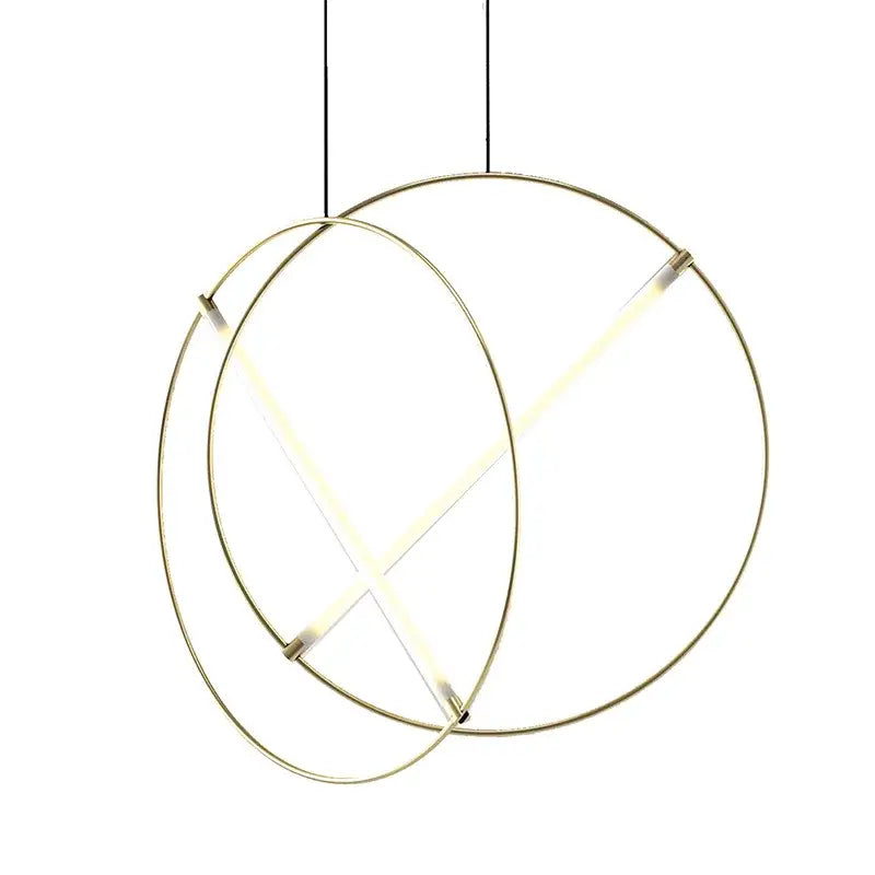 Minimalist gold circular metal pendant light for dining room