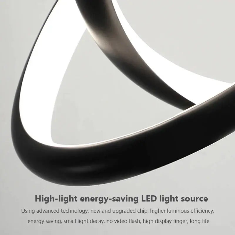 Modern black led minimalist pendant light – living room ring chandelier