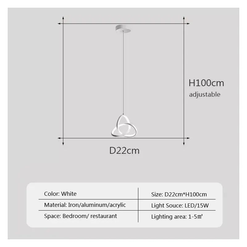 Modern black led minimalist pendant light – living room ring chandelier