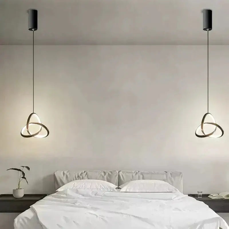 Modern black led minimalist pendant light – living room ring chandelier