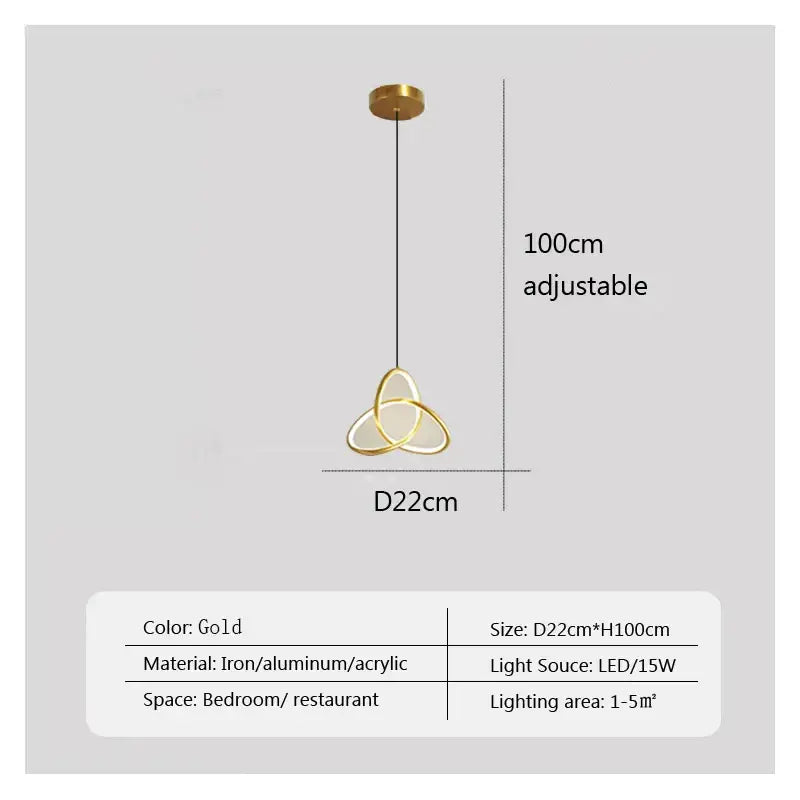 Modern black led minimalist pendant light – living room ring chandelier