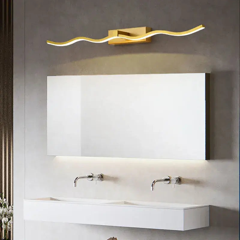 Modern gold wave led mirror bathroom wall sconce light
