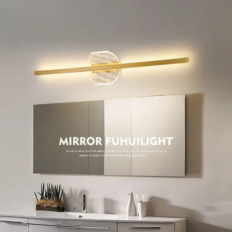 Modern gold geometric led mirror wall lamp for bedroom