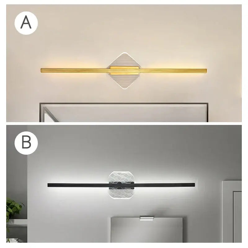 Modern gold geometric led mirror wall lamp for bedroom