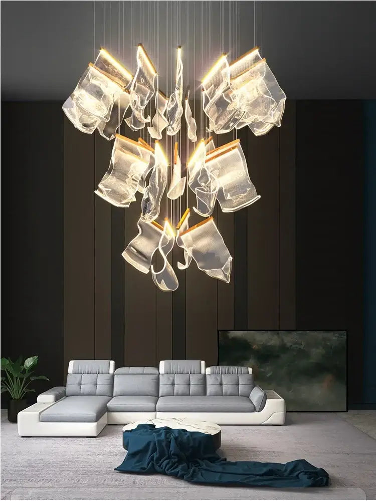 Modern sculptural gold led modern ceiling chandelier living room