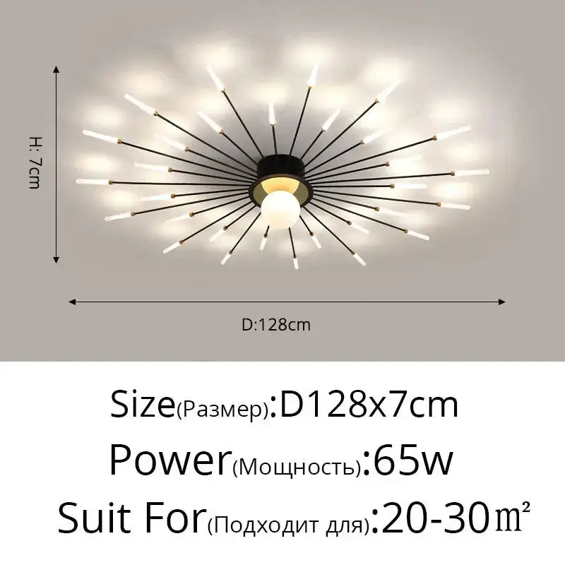 Modern black & gold starburst ceiling lights for living room