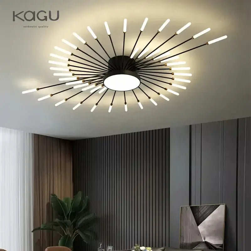 Modern black & gold starburst ceiling lights for living room