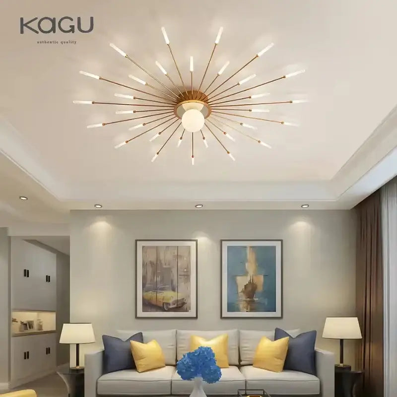 Modern black & gold starburst ceiling lights for living room