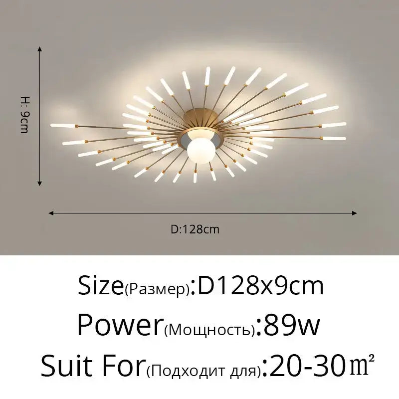 Modern black & gold starburst ceiling lights for living room