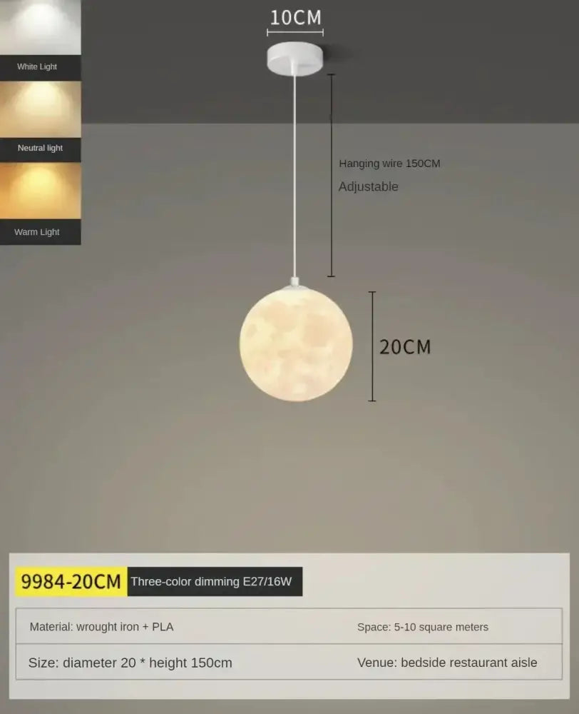 Modern led moon planet ceiling chandelier for bedroom lighting