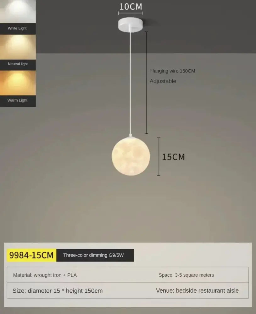 Modern led moon planet ceiling chandelier for bedroom lighting