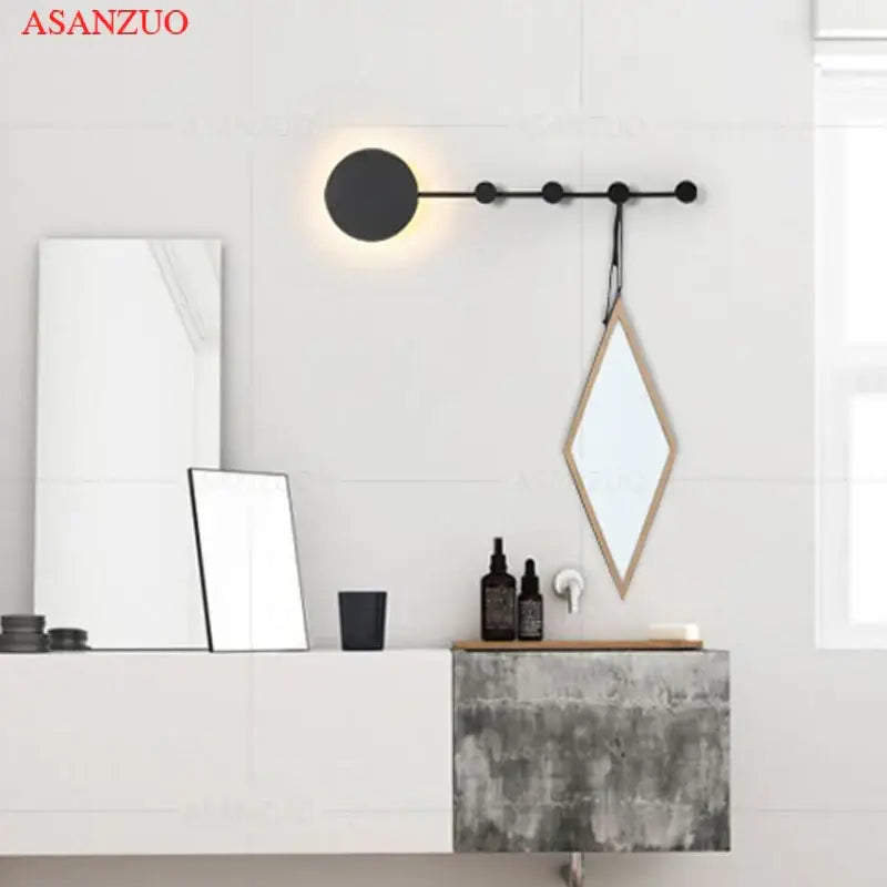 Minimalist black led moon wall lamp bedroom sconce light