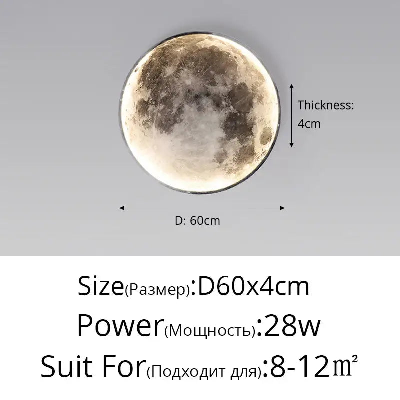 Modern black led moon wall lamp bedroom decor