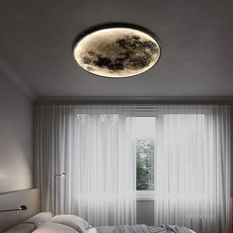 Modern black led moon wall lamp bedroom decor