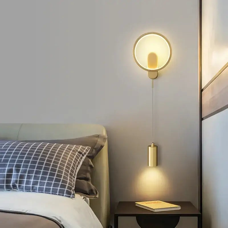 Modern gold led moon wall lamp bedroom ambient sconce