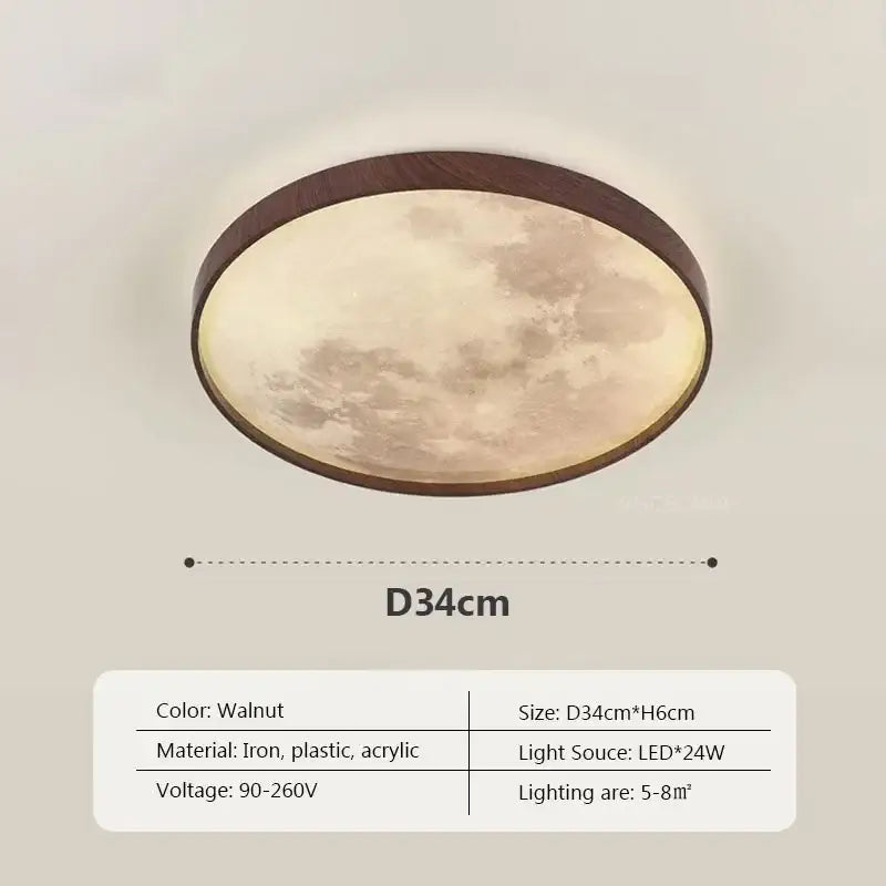 Decorbites led moon wood ceiling light and clock bedroom set
