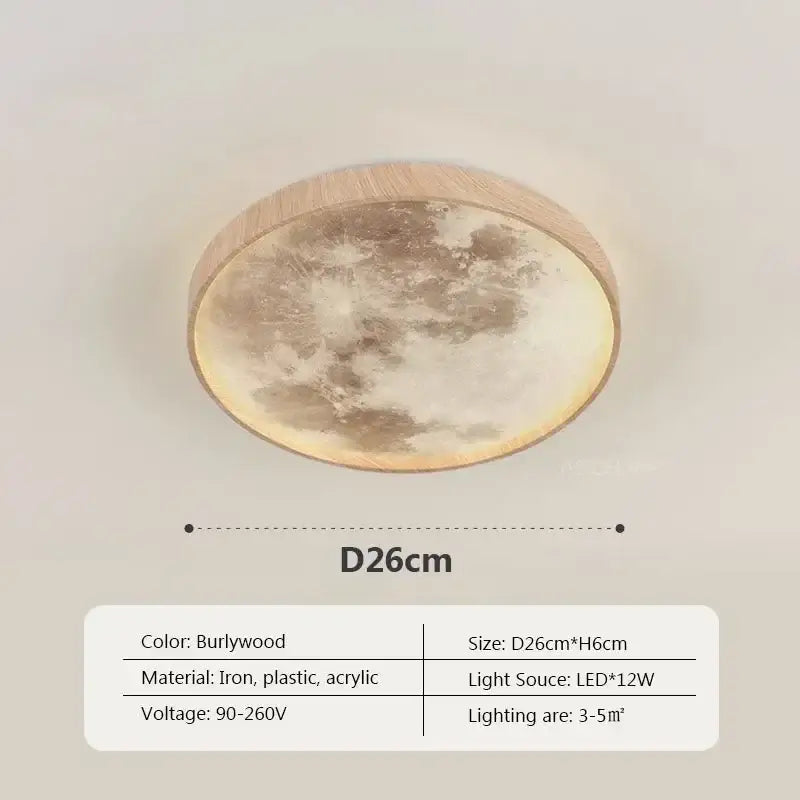 Decorbites led moon wood ceiling light and clock bedroom set