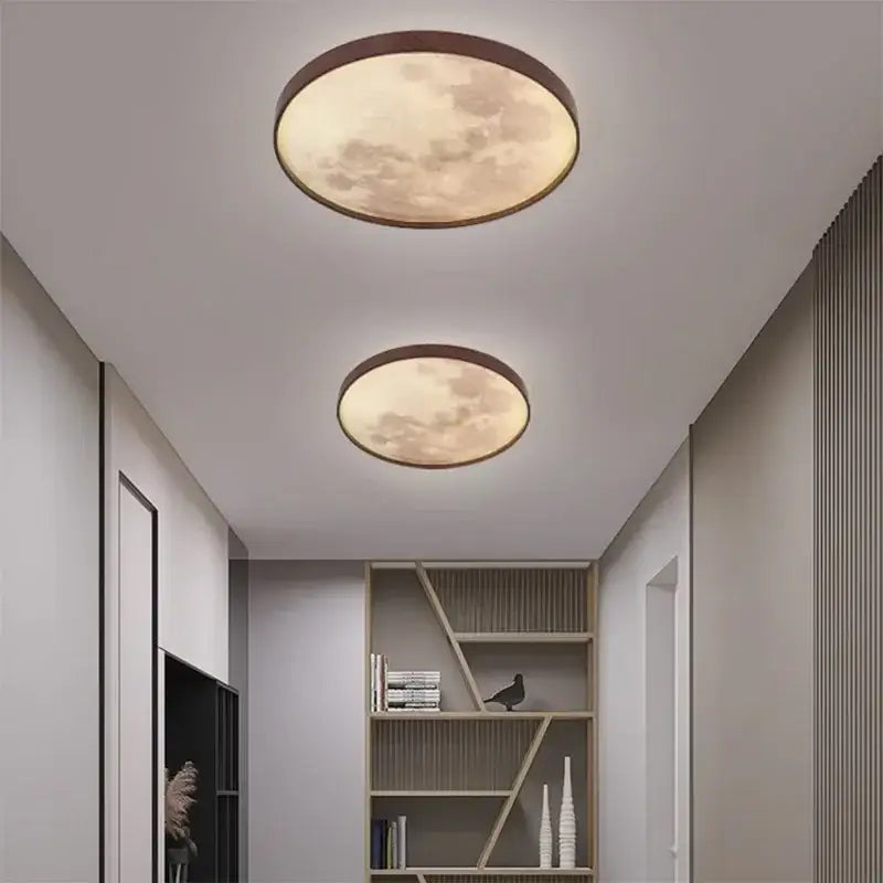 Decorbites led moon wood ceiling light and clock bedroom set
