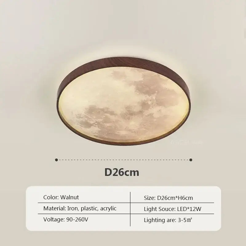Decorbites led moon wood ceiling light and clock bedroom set