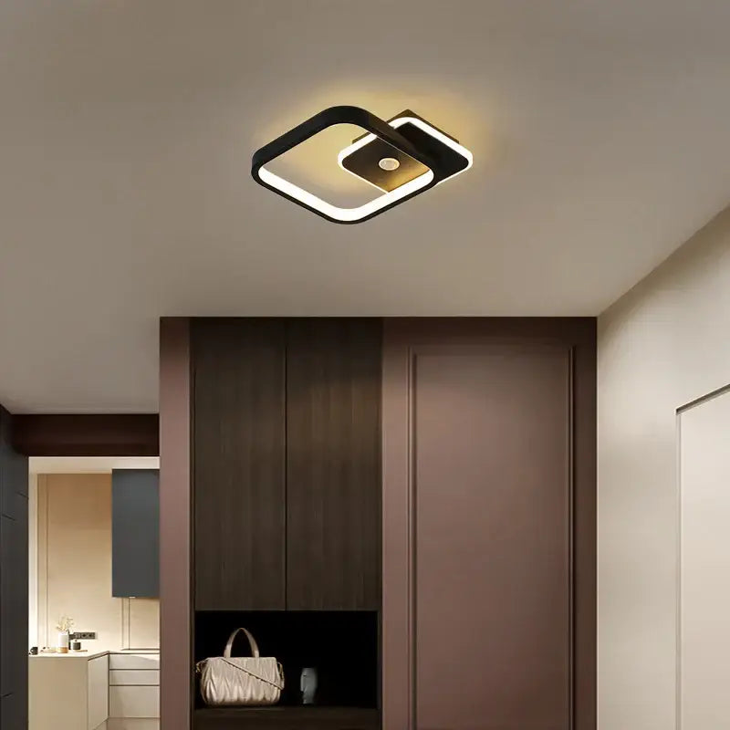 Modern black circular led motion sensor ceiling light for bedroom