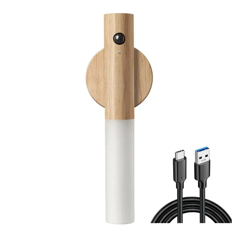 Wooden led motion sensor night light for bedroom wall sconce