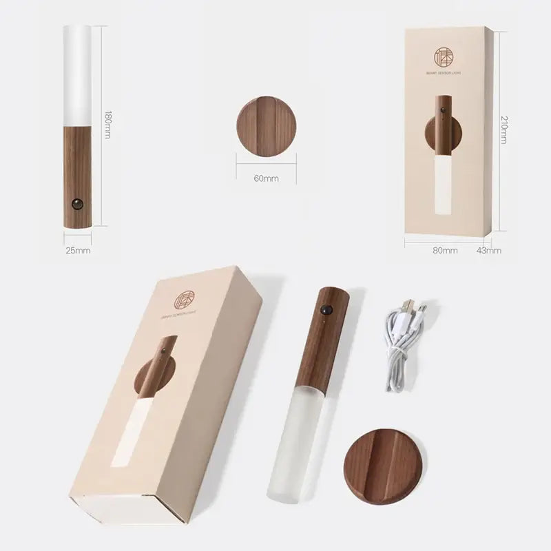 Wooden led motion sensor night light for bedroom wall sconce
