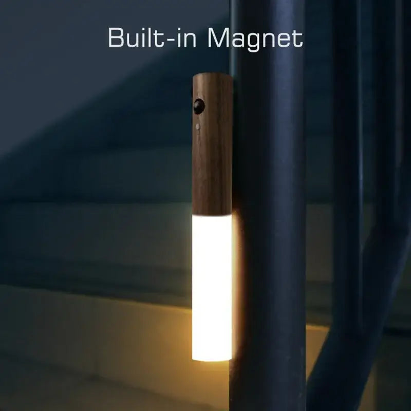 Wooden led motion sensor night light for bedroom wall sconce