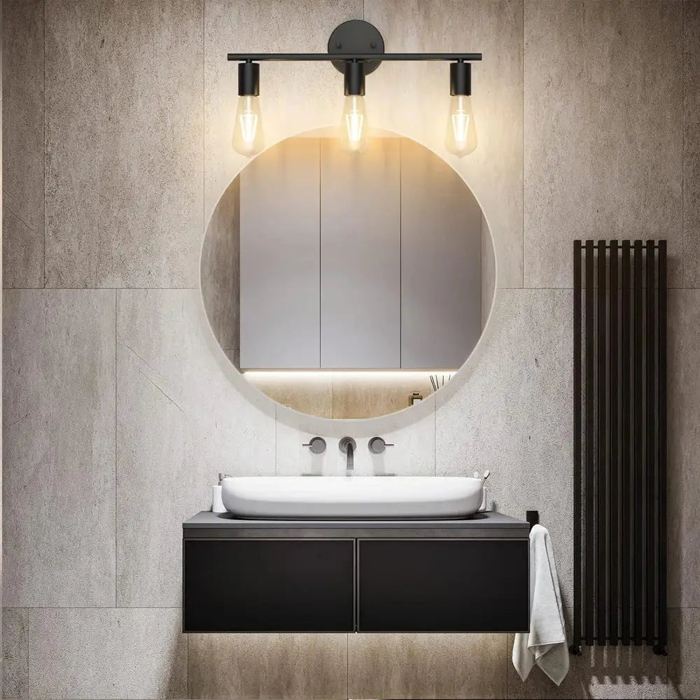 Vintage black multihead mirror wall lamp – bathroom edison lighting