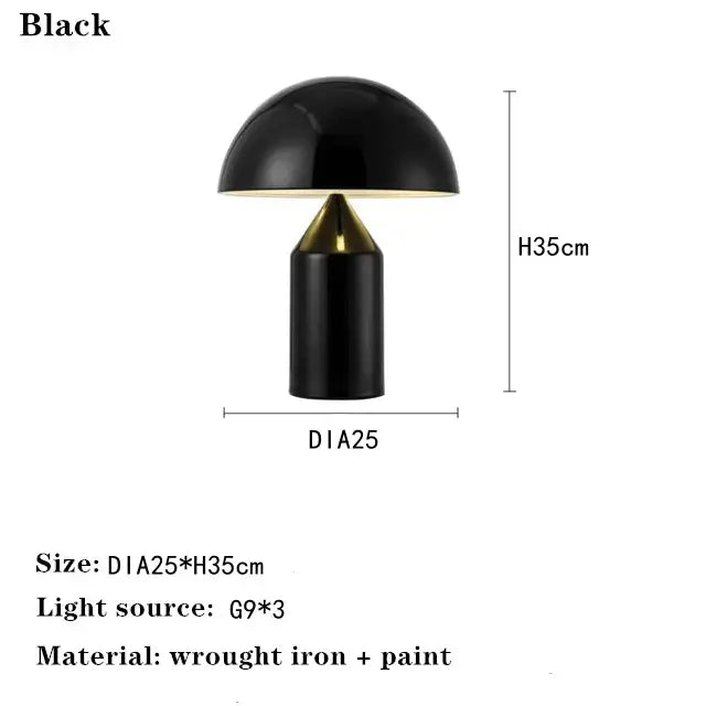Modern gold mushroom table lamp for bedroom